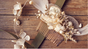 barrette cheveux fleurs sechees